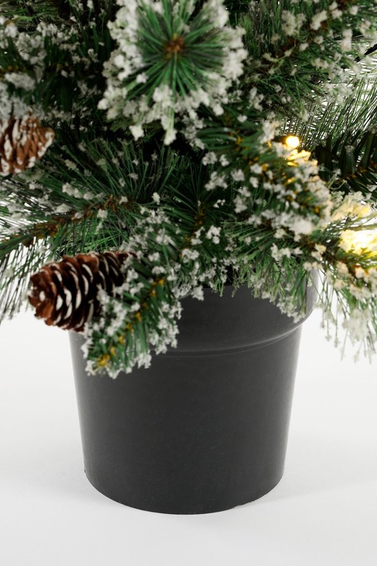 Black Box Trees Vandans Kunstkerstboom met Verlichting - Kerstboom H90 x Ø48 cm - Kunstboom in Pot met Besneeuwde Takken - Groen