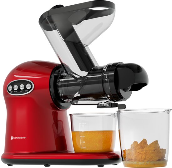 KitchenBrothers Slowjuicer XL - Sapcentrifuge - Groenten- en Fruitpers - 43 mm en 70 mm invoer - 500 ml - Rood