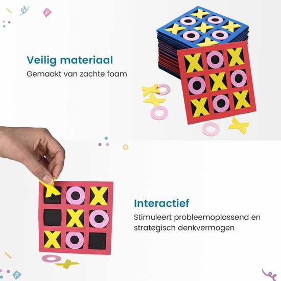 Partizzle 24x Mini Boter Kaas en Eieren Spel - Uitdeelcadeautjes - Tic Tac Toe Spelletjes - Educatief Klein Speelgoed - Grabbelton Traktatie Cadeautjes voor Kinderen - Foam