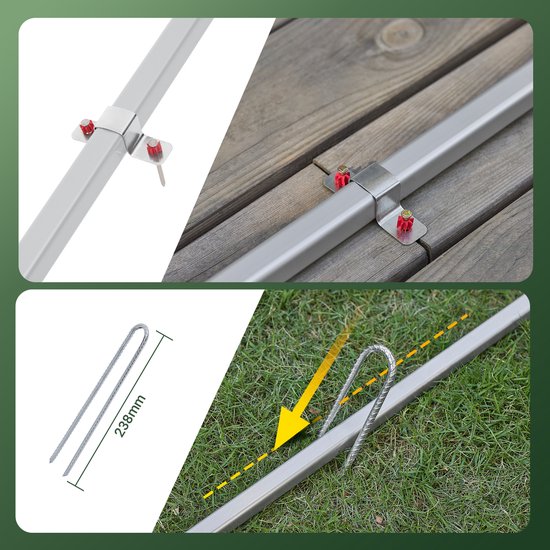 SoBuy KLS11-GR Tuinschuur, tuinhuis voor buiten, waterdicht, motorhuis met haken, garage voor fiets en gereedschap, fietsschuur, opslag en opslag, groen, 120 x 176 x 163 cm