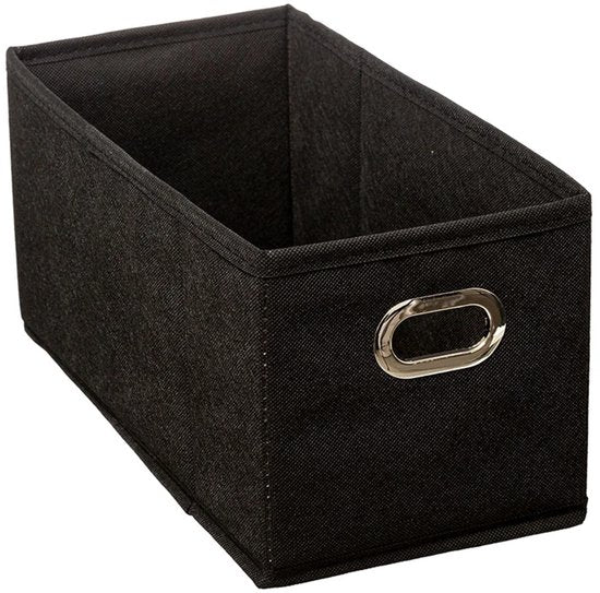 5Five Opbergmand/kastmand - zwart - linnen - 14 liter - 31 x 31 x 15 cm - Opbergbox - Vakkenkast manden