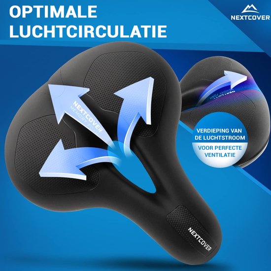 Nextcover Fietszadel - Airflow - Ergonomisch - Memory Foam - Zwart
