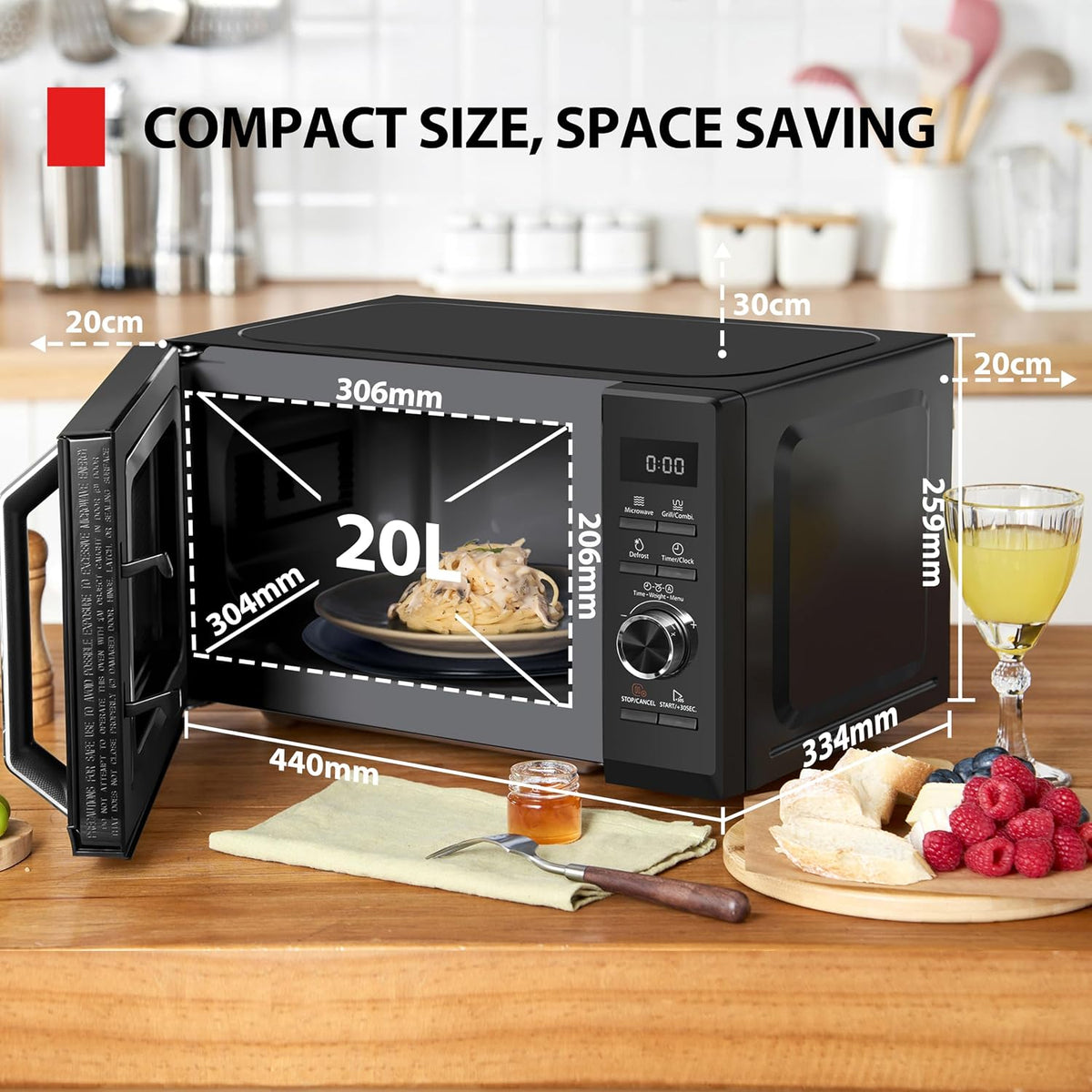 Toshiba MW3-AG20PE(BK) Magnetron met Grill - 20 Liter - Zwart