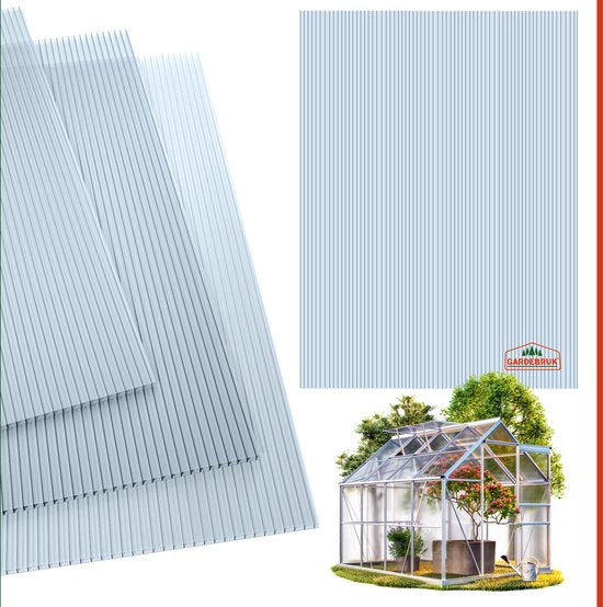 14x Polycarbonaat Platen - UV-Bestendig 60,5x121cm 10,25m² - Transparant
