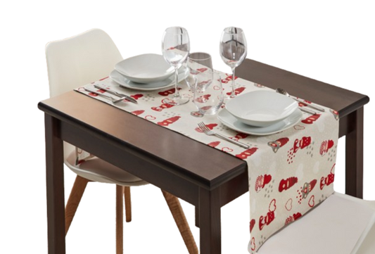 Dekor Kerst Tafelkleed Kerstgnome Print – 45 x 140 cm – kerstprint