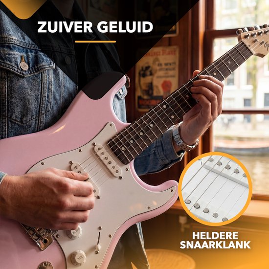 Finesse Elektrische Gitaar met Versterker - met Videocursus - Gitaar - Volwassenen - Kind - Roze