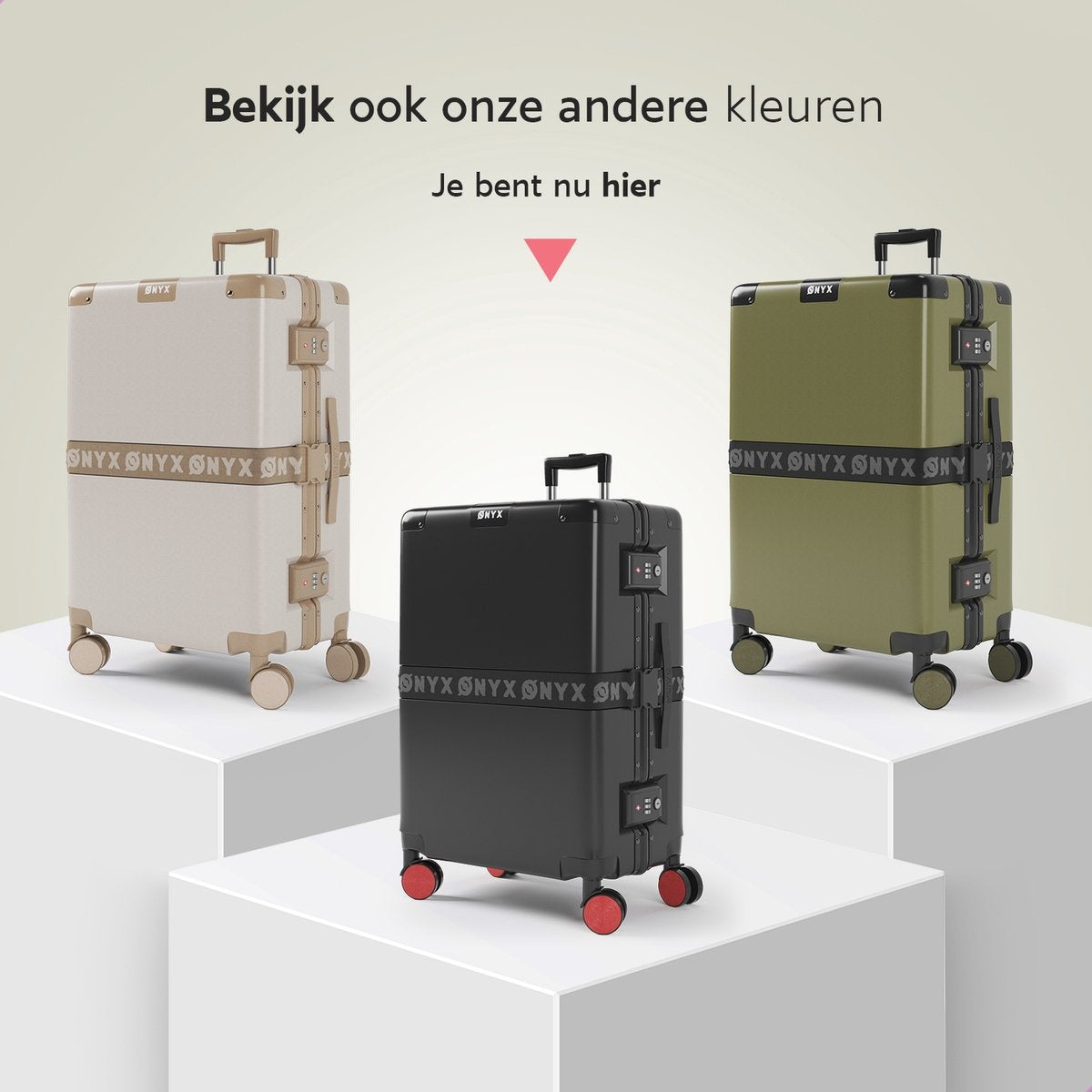 ONYX Check-in Koffer 65L - TSA slot - Spinner wielen - Lichtgewicht Trolley - Aluminium sluiting - Zwart