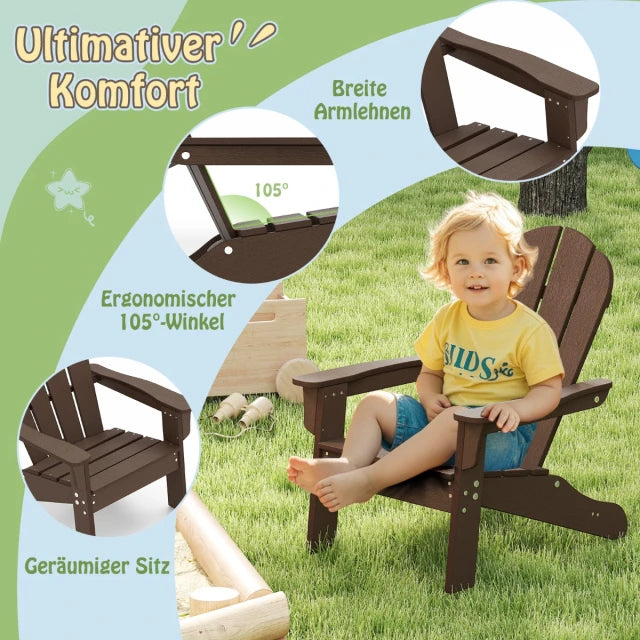 Coast Kinder Tuinstoel Bruin – HDPE Relaxstoel met Ergonomische Rugleuning – 53,5 x 52 x 64 cm