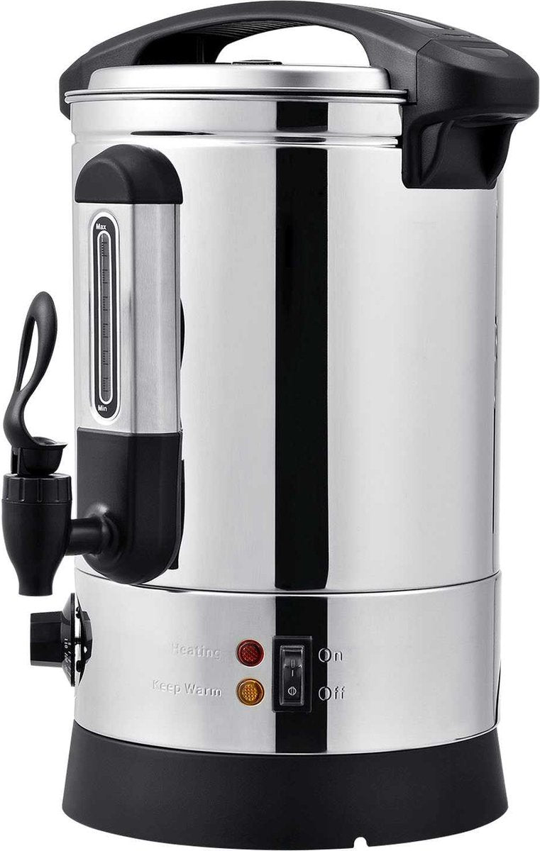 Juskys Glühweinketel 7L - 1500W - warmhoudfunctie - zilver/zwart - 42 cm