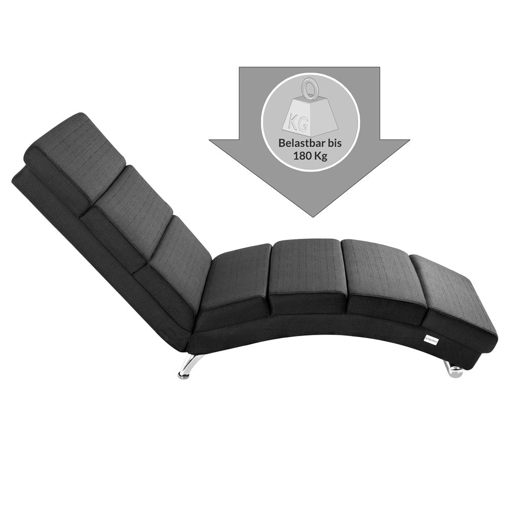 Casaria Relax Lounger, Ligstoel London, stof antraciet met verchroomde poten