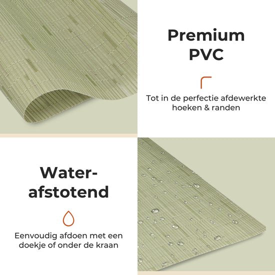 Castagnola Placemats - Placemat van Kunststof - Onderlegger - Onderzetter - Placemats Plastic en PVC - 6 Stuks - 45 x 30 cm - Groen