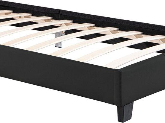 Gestoffeerd Bed Verona - 90 x 200 cm - Zwart - LED Verlichting