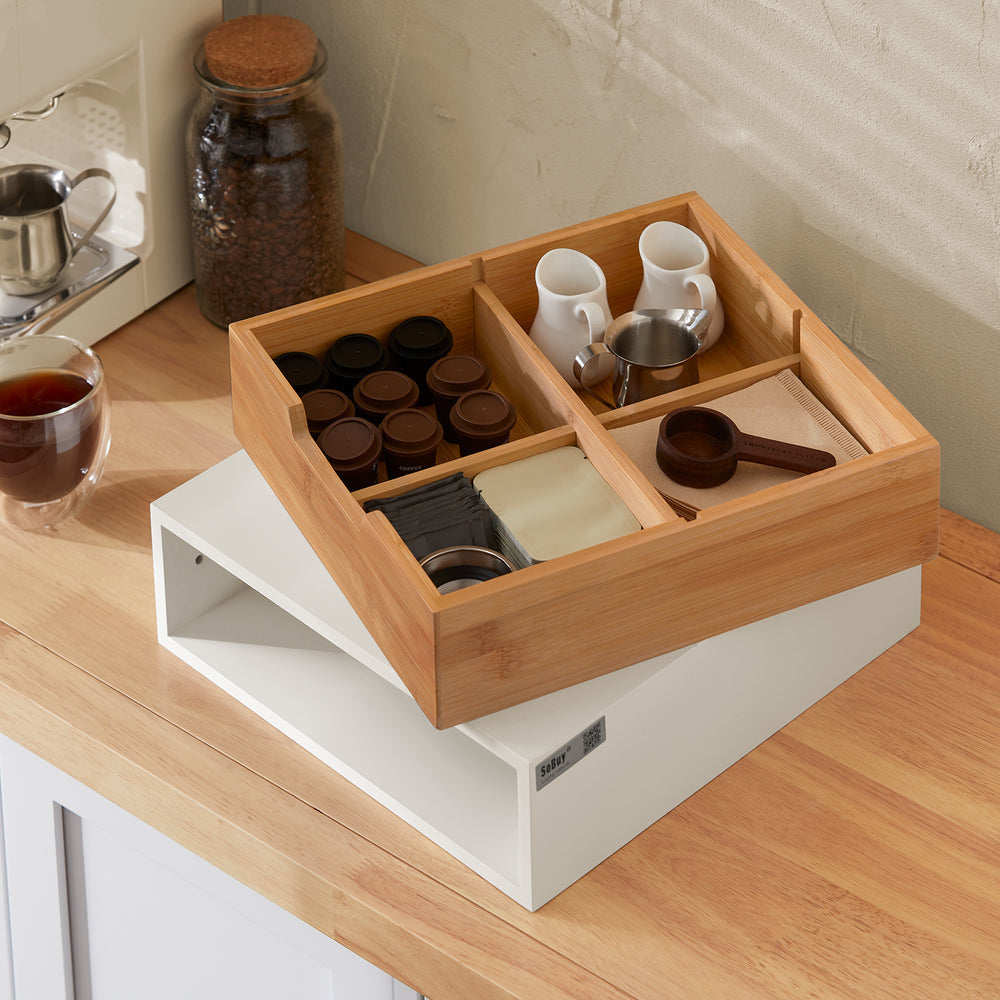 SoBuy FRG179-WN Capsulehouder Voor Koffie - Bamboe - 30x9x31 cm
