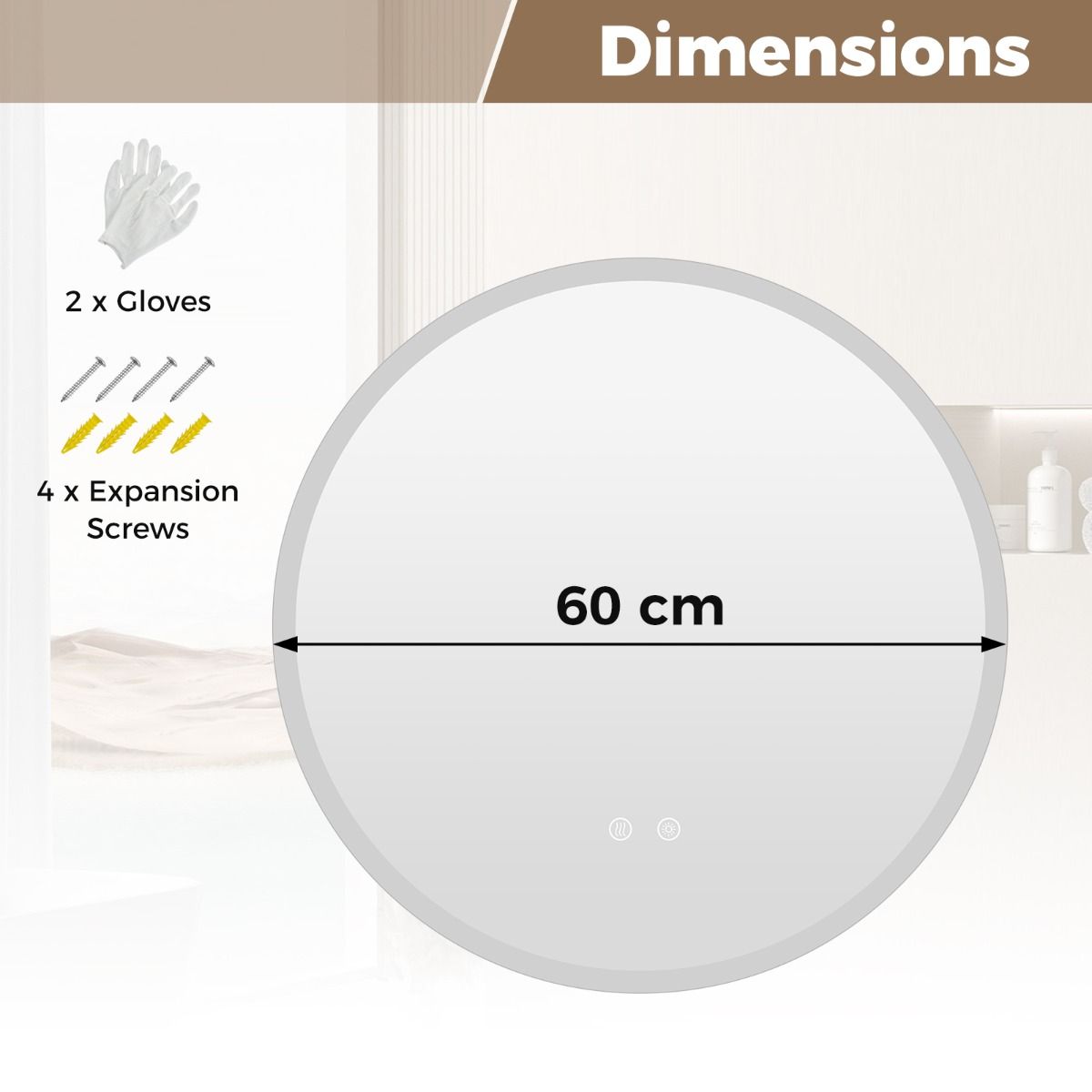 Coast Ronde LED-badkamerspiegel - make-upspiegel met achtergrondverlichting - 3 lichtkleuren - 60 cm - zilver