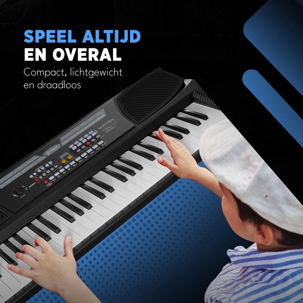 finesse Montreal keyboard piano 54 toetsen – digitale & elektrische piano – pianostickers – e-learning – Montreal – 71,7 x 32,2 x 10,4 cm