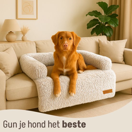By Cee Cee Origineel Hondendeken Bank – Hondenkleed Bank - Hondenmand - Premium - Volledig Afritsbaar - Beige- 102x90 - Maat L
