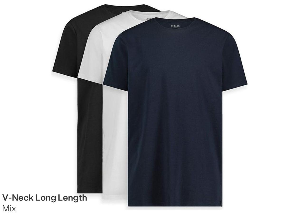 LebasQ Fit T-Shirt - Long of Regular Fit - maat XXL - White Davis V Neck