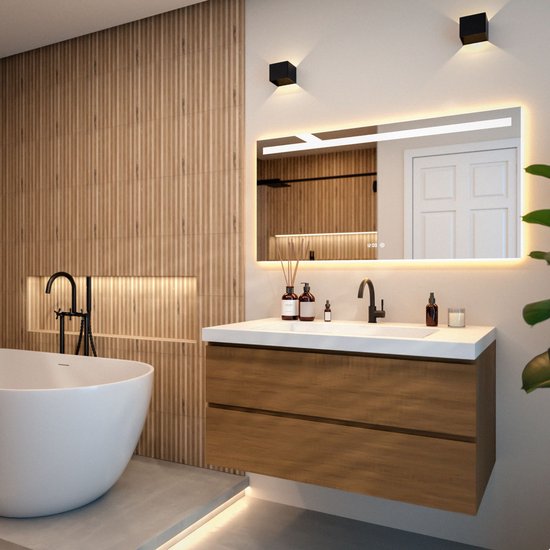 Mirlux Badkamerspiegel met LED Verlichting & Verwarming – Rechthoekige Wandspiegel – Anti Condens Douchespiegel - 120x60CM