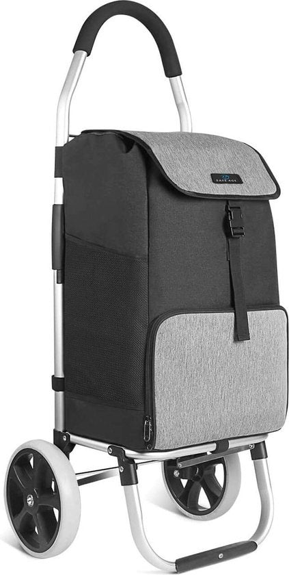Safe Life Boodschappentrolley met koelvak en haak voor winkelwagen - 45L - grijs - 103x45x38 cm - opvouwbaar