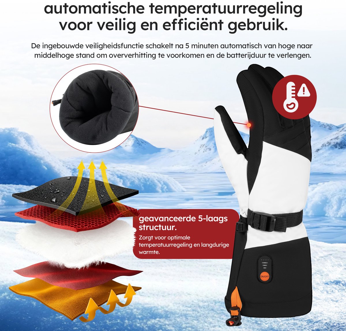 Saaf Verwarmde handschoen 2.0 Wit Maat XS