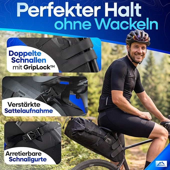 Nextcover Bikepacking Zadeltas 12L - AquaShield TPU - Waterdicht - Zwart