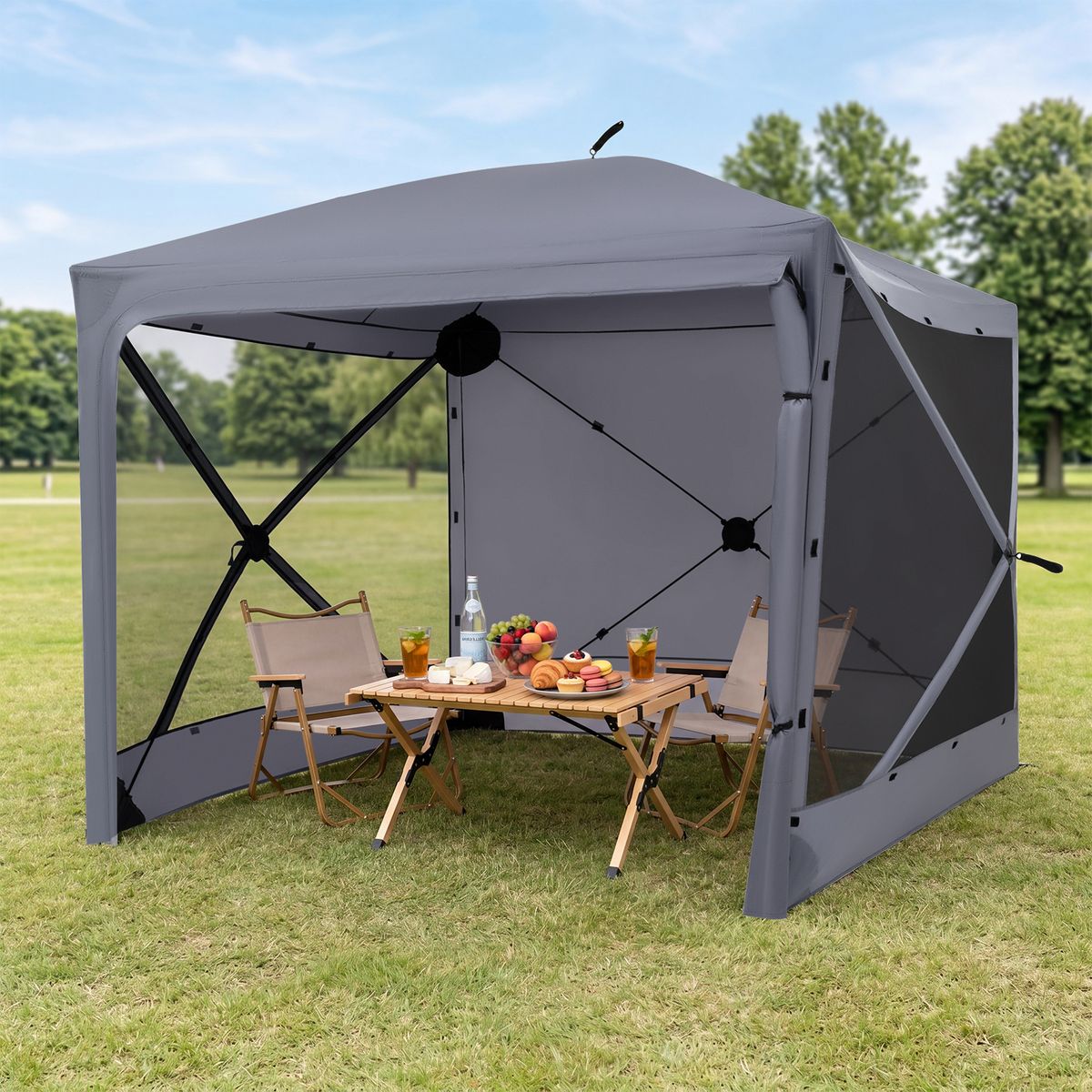 Coast Pop-up Vouwtent - met zonwering - afneembare zijwanden - donkergrijs - 240 x 240 x 220 cm