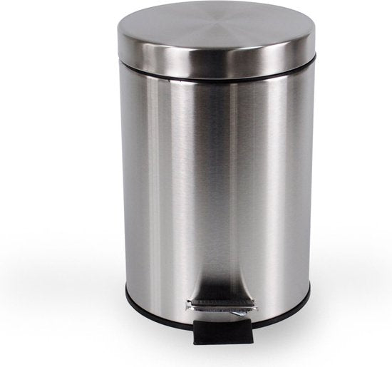 BRASQ Pedaalemmer 12 Liter - RVS - PB112 - Prullenbak met uitneembare Pedaalemmer - Prullenbak - Vuilnisbak - Vuilbak - Afvalbak - Badkamer of toilet