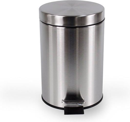 BRASQ Pedaalemmer 12 Liter - RVS - PB112 - Prullenbak met uitneembare Pedaalemmer - Prullenbak - Vuilnisbak - Vuilbak - Afvalbak - Badkamer of toilet