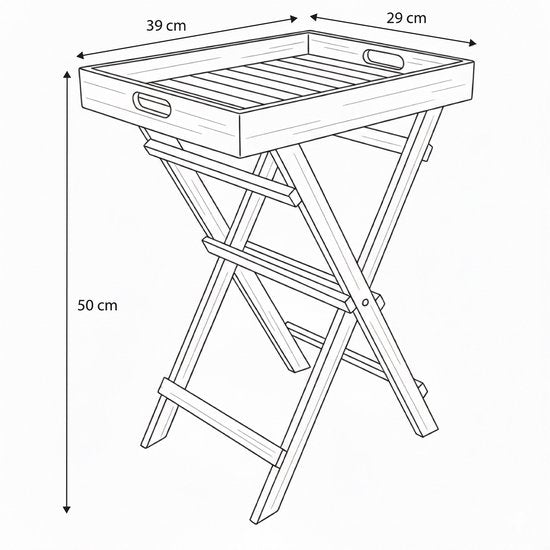 AXI Inda Teak Bijzettafel Opklapbaar – Met Afneembaar Dienblad – 39 x 29 x 50 cm – Teakhout – Lichtgewicht – Inklapbaar – Voor Tuin, Terras en Balkon