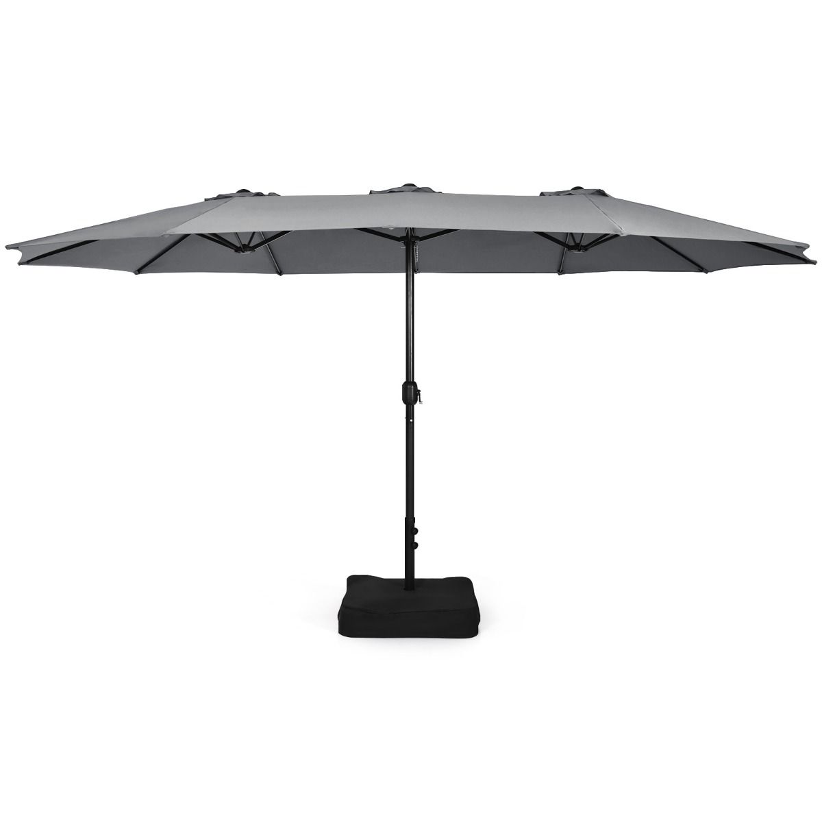Coast Dubbele Parasol met Standaard - extra groot schaduwoppervlak - stevige metalen basis - grijs 451,5 x 264 cm
