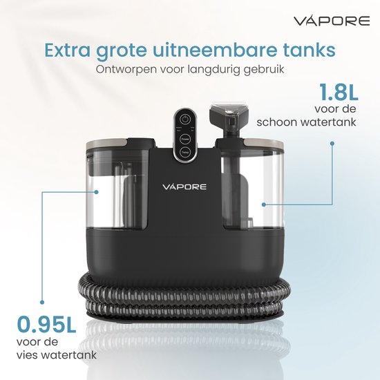 Vapore Tapijtreiniger - Draagbare Vlekkenreiniger - 1200W - Tapijtreiniger Machine - Bank Reinigen Machine - Meubelreiniger - Stoomreiniger voor Bank - Met Zuigvermogen - Zetelreiniger - Bank Reiniger - Apparaat - Zwart