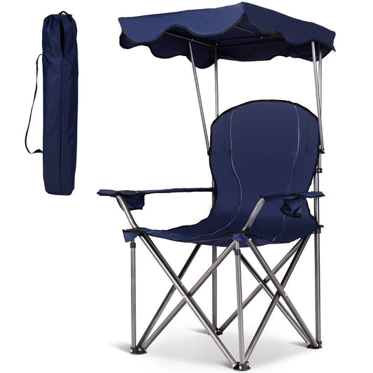 Coast Opvouwbare campingstoel- zonneluifel- bekerhouder Draagtas-96,5 x 67,5 x 130 cm - blauw