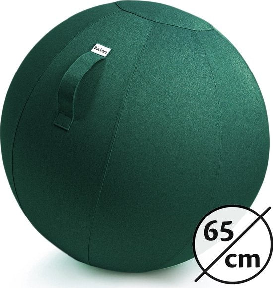 Bckz Zitbal Linnen 65 CM - Zitballen met Hoes - Balanskruk – Luxe Yoga Bal - Ergonomische Bureaustoel Bal - Donkergroen