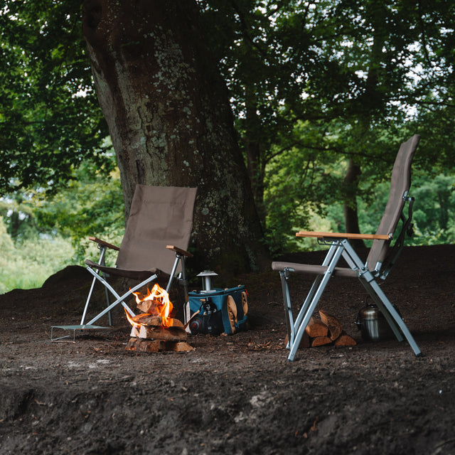 AMA Relax Opvouwbare Campingstoel - Rugleuning in 4 Standen Verstelbaar - Aluminium en Bamboe - 53 x 62 x 100 cm - Tot 130 kg