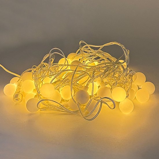 Foryouliving Lichtsnoer 10 Meter voor buiten - 50 Warm Wit LED Bollen - Koppelbaar Lichtslinger met 8 Functies - Tuinverlichting & Sfeerverlichting - Feestverlichting