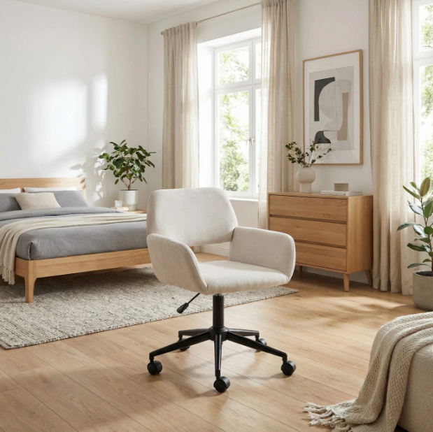 Urban Meuble Kinderbureaustoel Stof - Beige - 57,5 x 58 x 84,5 cm - In Hoogte Verstelbaar