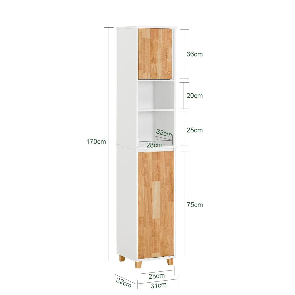 SoBuy - badkamerkast met uitklapbare waszak - wit - 31x170x32cm