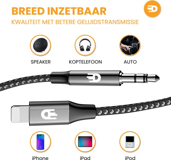 Drivv. Lightning naar AUX Kabel - 1 meter - Geschikt voor iPhone AUX Kabel