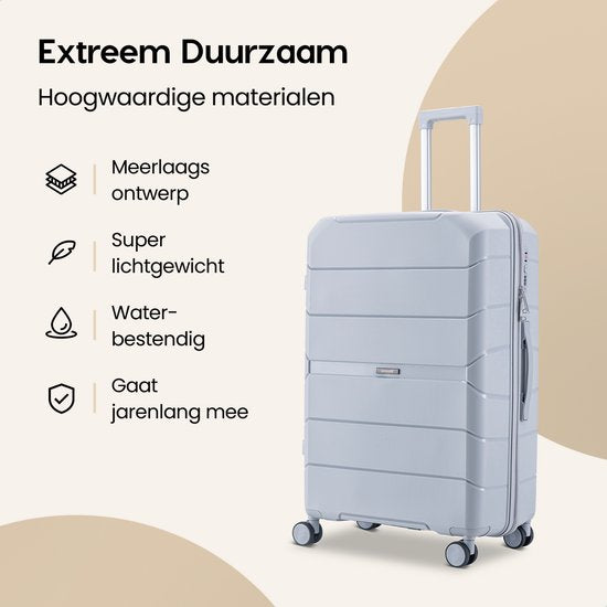 SC Urban Adventurer - Medium Reiskoffer - Cijferslot - 44x27x66cm - 78L - Reiskoffer met Kofferslot - Spinner wielen - Lichtgrijs