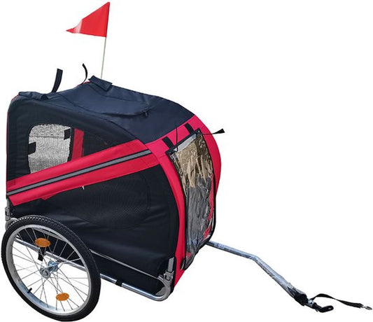 BRASQ Hondenfietskar – Rood/Zwart – Tot 40kg – Opvouwbaar met Reflectoren