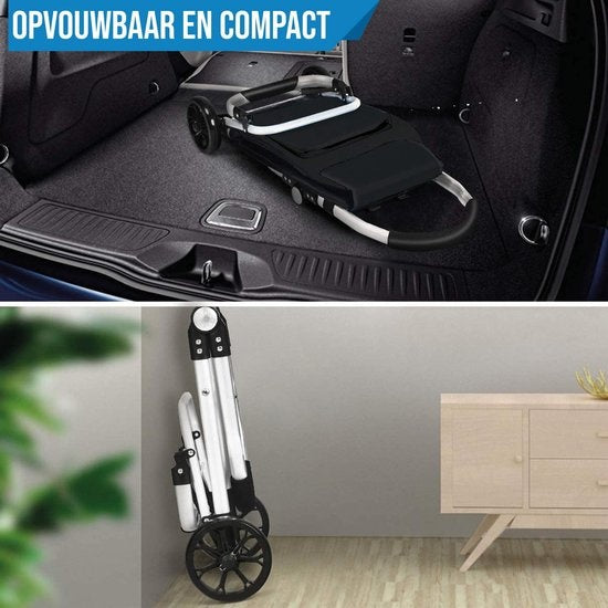 Strex Boodschappentrolley met Wielen - Opvouwbaar - Afneembare Boodschappentas - Boodschappenwagen
