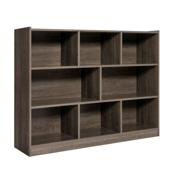 Coast Boekenkast Grijs – Open 3-Laags Opbergrek met 8 Vakken – 122 x 32 x 93 cm