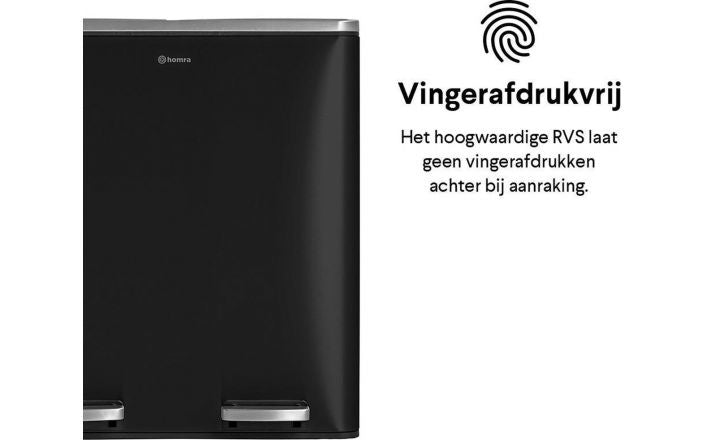 Homra Quickx Prullenbak 60L – Duo Afvalscheiding – Pedaalemmer – Soft Close