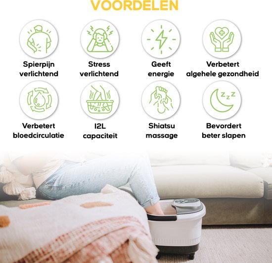 CALMENTA® XXL Voetenbad - 12L - Automatisch wielmassage - Infrarood - Tot 48°C - Voetbad Massage - Voetmassage - Shiatsu