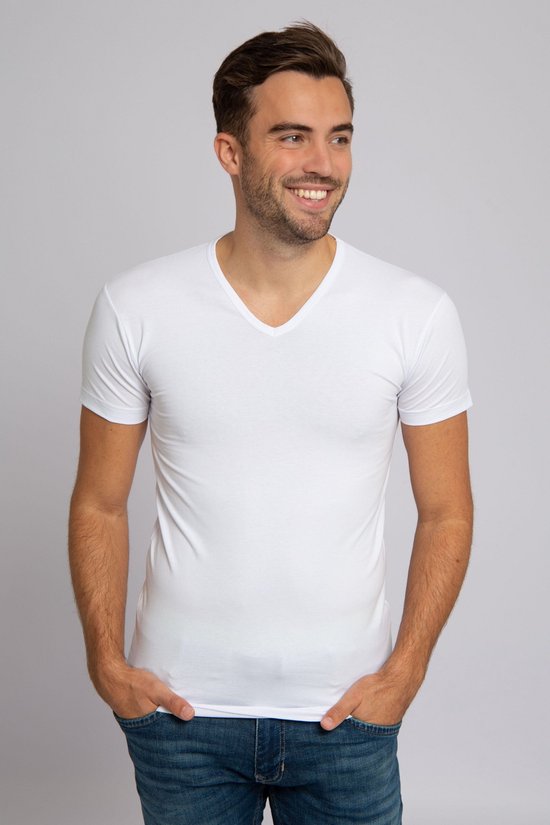 Alan Red Oklahoma T-shirt Stretch - V-hals - Wit - Maat XXL - 93% katoen