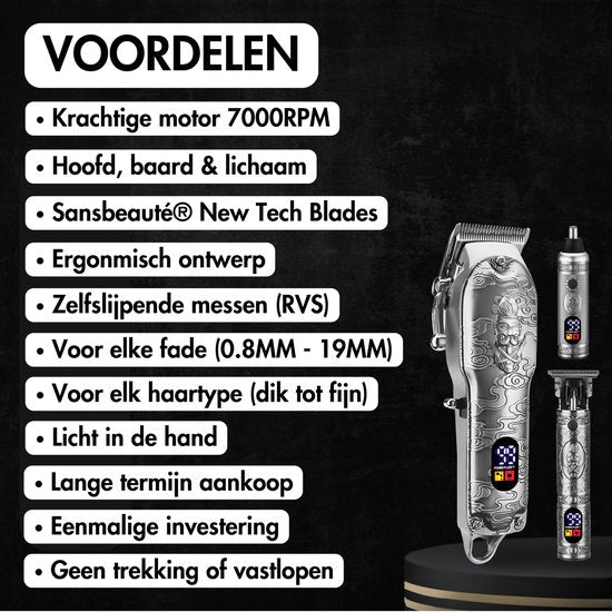 Professionele Draadloze 4-in-1 Tondeuse - Tondeuse Mannen Hoofdhaar - Cheveux Haar - Haartrimmer - Kapper Haar Machine - Haartondeuse - Trimmer Baard - Barber Hair Clipper - Kapper Buddha Trimmer - Kappersset