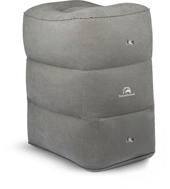 Travelhawk Opblaasbaar Vliegtuigbedje - Reiskussen - Voetkussen - Vliegtuig Bedje - Voetsteun - Voor Baby en Kinderen - 3 Standen - Auto/Trein/Bus - PVC - Grijs