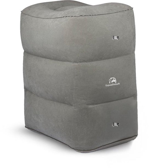 Travelhawk Opblaasbaar Vliegtuigbedje - Reiskussen - Voetkussen - Vliegtuig Bedje - Voetsteun - Voor Baby en Kinderen - 3 Standen - Auto/Trein/Bus - PVC - Grijs