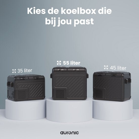 Auronic Elektrische Koelbox - Compressor - Twee Zones - 12V 230 Volt - Camping Koelkast - Auto - Vriezen en Koelen - 55L - Frigobox - Zwart/Grijs