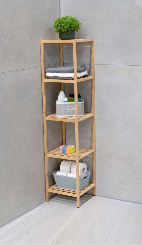 alpina Badkamerrek 5-laags - Badkamermeubel - 32x33x141cm - Bamboe